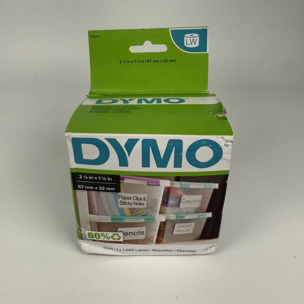 DYMO Multi Purpose Labels 1 1/4 x 2 1/4 1000 Labels Peel and Stick Rolls